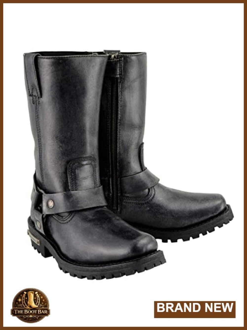 Milwaukee Leather Women's 11-Inch Harness Square Toe Leather Boots